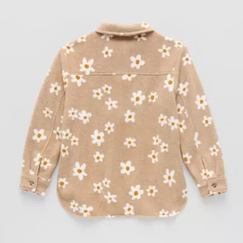 Thereabouts Little & Big Kid Girls Faux Fur Lightweight Shirt Jacket