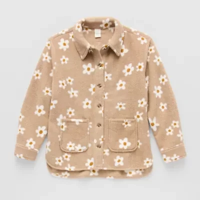 Thereabouts Little & Big Kid Girls Faux Fur Lightweight Shirt Jacket