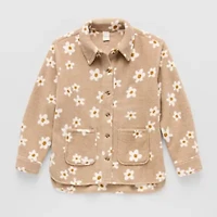 Thereabouts Little & Big Kid Girls Faux Fur Lightweight Shirt Jacket