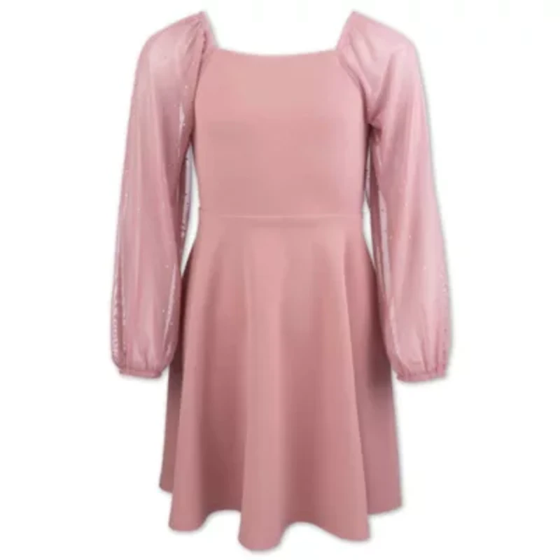 Lilt Little Girls Short Sleeve Flutter Sleeve Tutu Dress