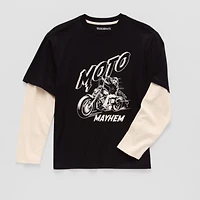 Thereabouts Little & Big Kid Boys Crew Neck Long Sleeve Oversized Graphic T-Shirt