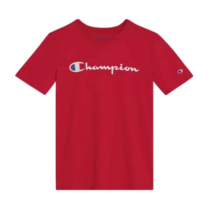 Champion Big Kid Boys Crew Neck Short Sleeve Classic Fit Graphic T-Shirt