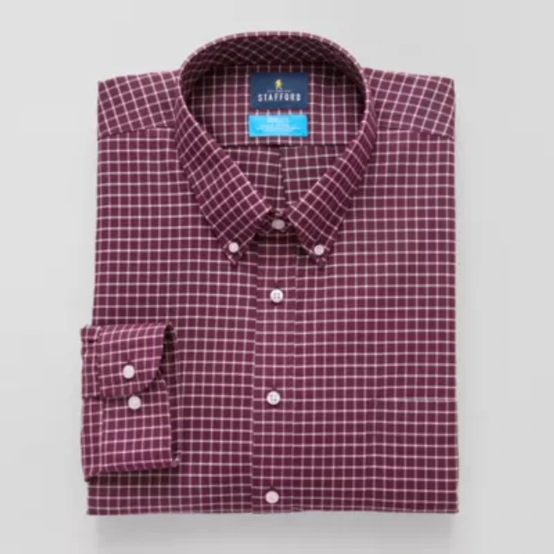 Stafford Big and Tall Coolmax All Season Oxford Mens Regular Fit Stretch Fabric Wrinkle Free Long Sleeve Dress Shirt