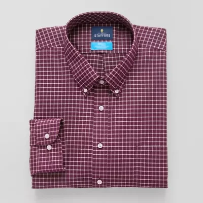 Stafford Big and Tall Coolmax All Season Oxford Mens Regular Fit Stretch Fabric Wrinkle Free Long Sleeve Dress Shirt
