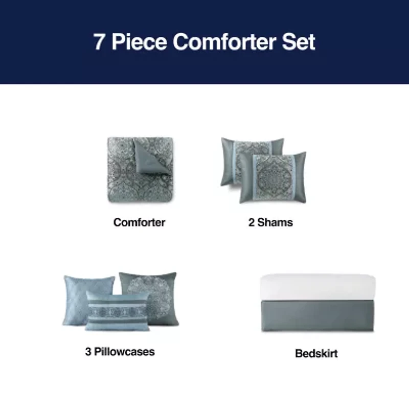 Broadhaven Brimsley 7-pc. Medallion Embellished Embroidered Comforter Set