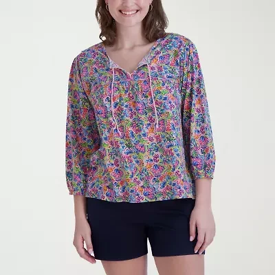 Stella Parker Womens Long Sleeve Blouse