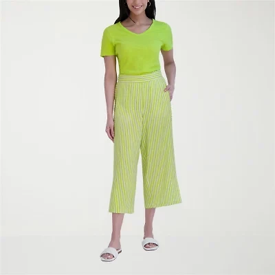 Stella Parker Womens Wide Leg Mid Rise Capri Pant