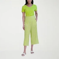 Stella Parker Womens Wide Leg Mid Rise Capri Pant