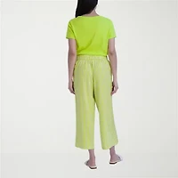Stella Parker Womens Wide Leg Mid Rise Capri Pant