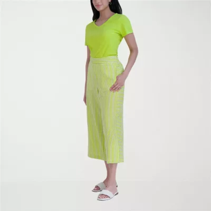 Stella Parker Womens Wide Leg Mid Rise Capri Pant