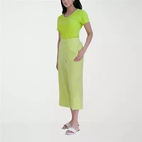 Stella Parker Womens Wide Leg Mid Rise Capri Pant