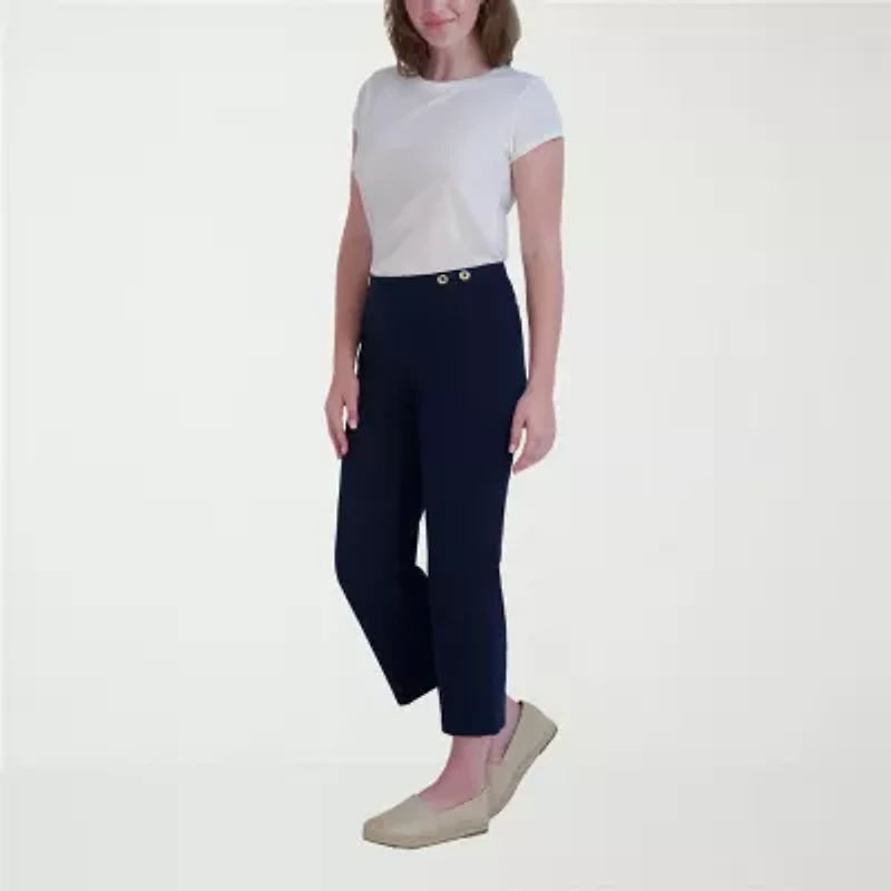 Stella Parker Womens Wide Leg Mid Rise Capri Pant