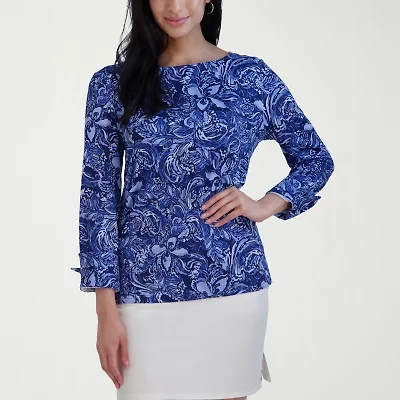 Stella Parker Womens Crew Neck 3/4 Sleeve Blouse