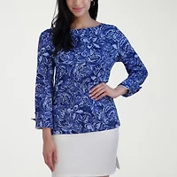 Stella Parker Womens Crew Neck 3/4 Sleeve Blouse