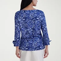 Stella Parker Womens Crew Neck 3/4 Sleeve Blouse