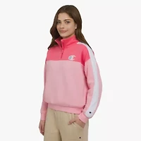 Champion Big Kid Girls Mock Neck Long Sleeve Fleece Active Quarter-Zip Pullover