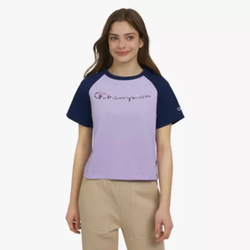 Champion Big Kid Girls Crew Neck Short Sleeve Loose Fit Graphic T-Shirt