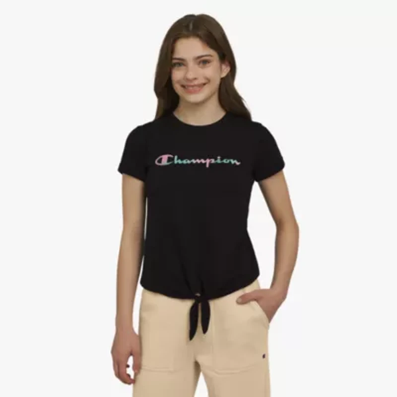 Champion Big Kid Girls Crew Neck Short Sleeve Regular Fit Graphic T-Shirt
