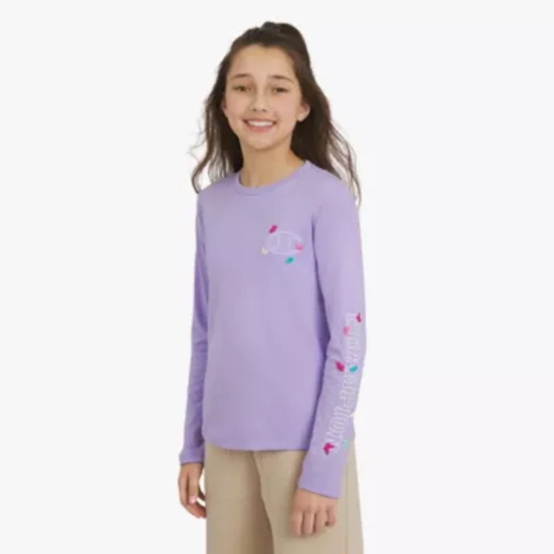 Champion Big Kid Girls Crew Neck Long Sleeve Active T-Shirt