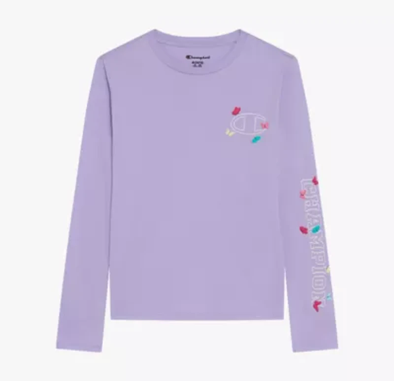 Champion Big Kid Girls Crew Neck Long Sleeve Active T-Shirt
