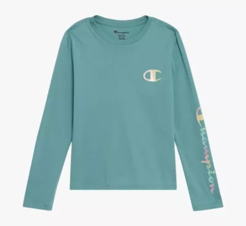 Champion Big Kid Girls Crew Neck Long Sleeve Active T-Shirt