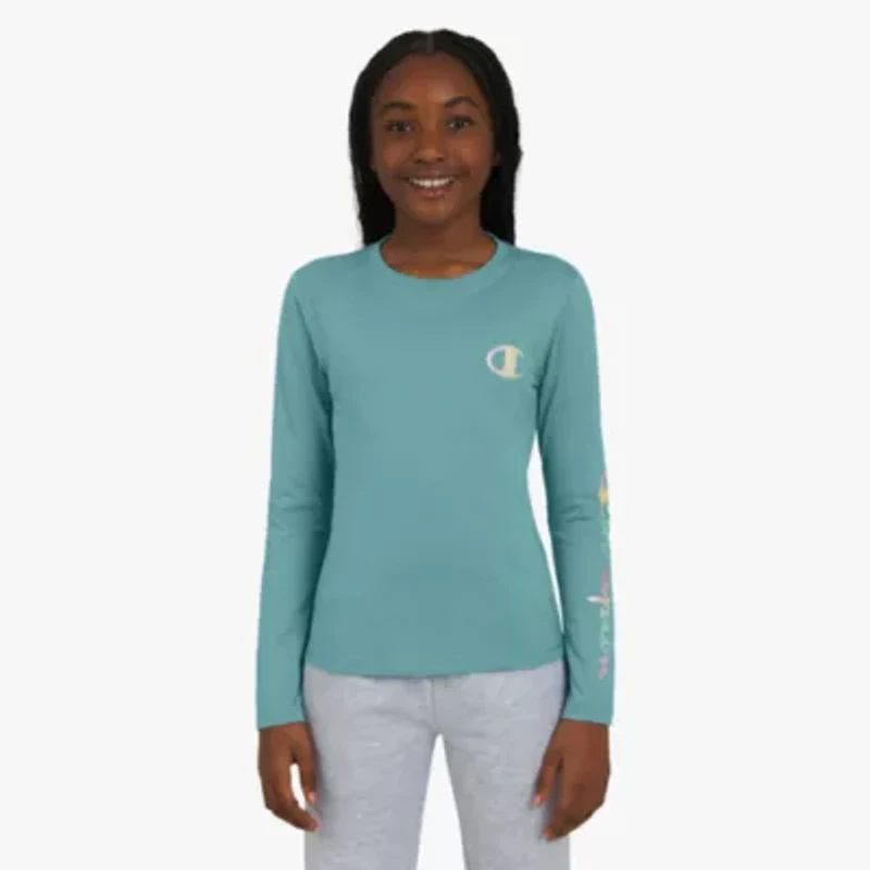 Champion Big Kid Girls Crew Neck Long Sleeve T-Shirt