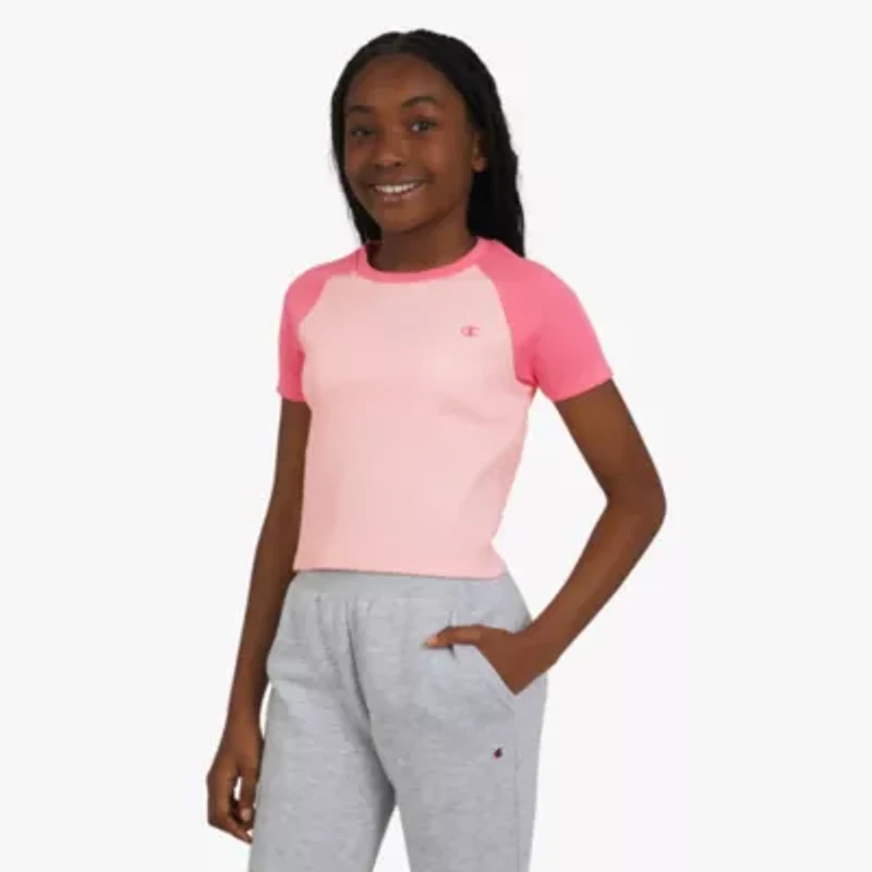 Champion Big Kid Girls Crew Neck Short Sleeve Slim Fit Graphic T-Shirt