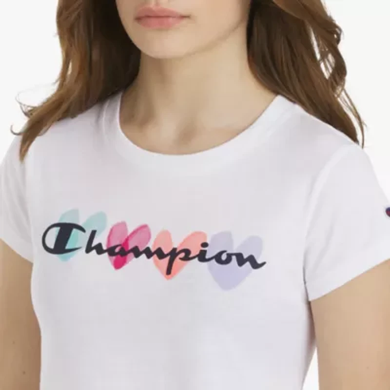 Champion Big Kid Girls Crew Neck Short Sleeve Slim Fit Graphic T-Shirt