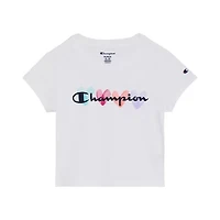 Champion Big Kid Girls Crew Neck Short Sleeve Slim Fit Graphic T-Shirt