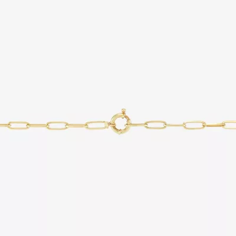 Womens 14K Gold 16 Inch Paperclip Chain Necklace