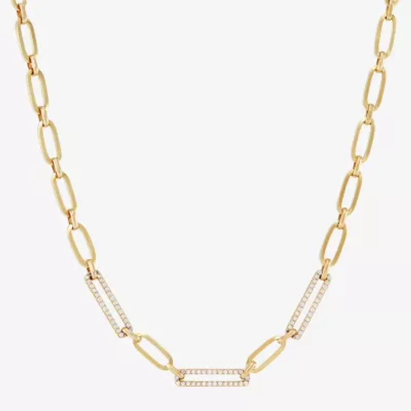 Womens 14K Gold 16 Inch Paperclip Chain Necklace