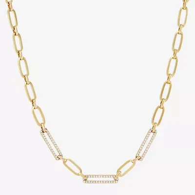 Womens 14K Gold 16 Inch Paperclip Chain Necklace