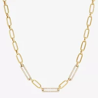 Womens 14K Gold 16 Inch Paperclip Chain Necklace