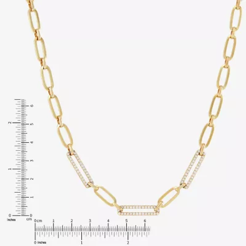 Womens 14K Gold 16 Inch Paperclip Chain Necklace