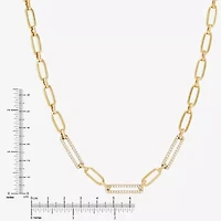 Womens 14K Gold 16 Inch Paperclip Chain Necklace