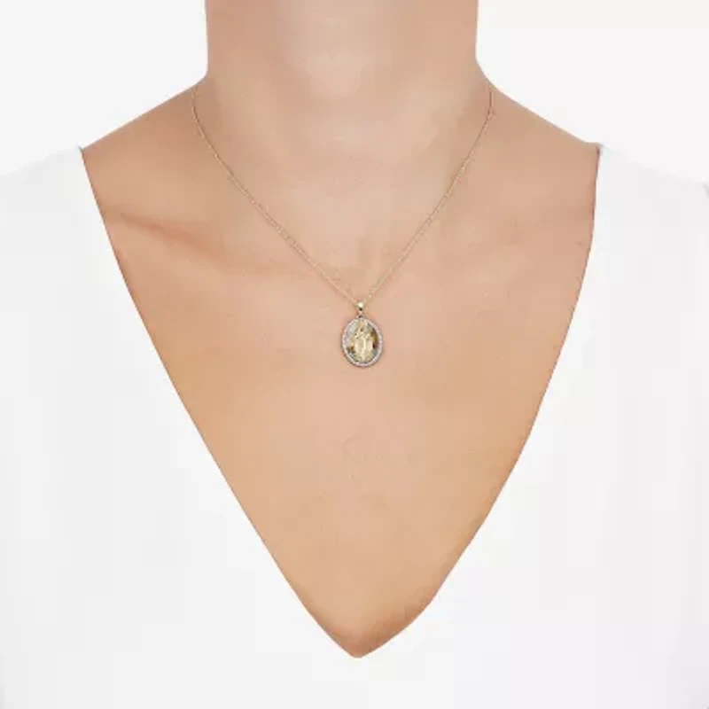 Womens 1/10 CT. T.W. Natural White Diamond 14K Gold Over Silver Oval 20 Inch Pendant Necklace