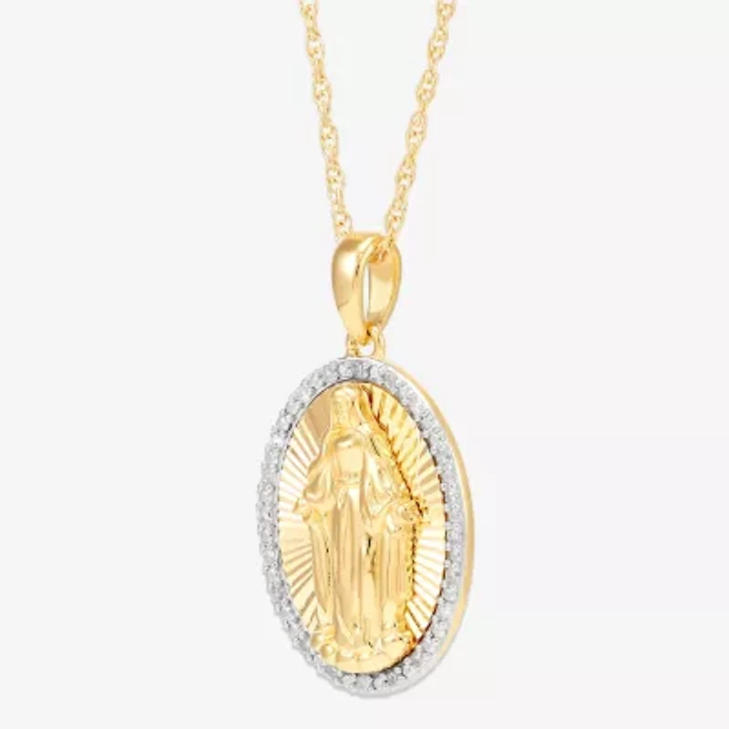 Womens 1/10 CT. T.W. Natural White Diamond 14K Gold Over Silver Oval 20 Inch Pendant Necklace