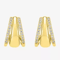 Womens 1/4 CT. T.W. Lab Grown White Diamond 14K Gold Over Silver 14.4mm Hoop Earrings