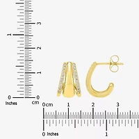 Womens 1/4 CT. T.W. Lab Grown White Diamond 14K Gold Over Silver 14.4mm Hoop Earrings