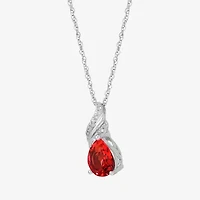 Womens Diamond Accent Lab Created Red Ruby Sterling Silver 18 Inch Pendant Necklace
