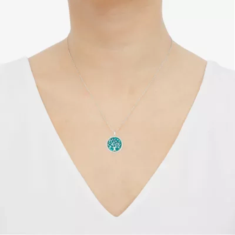 Womens Genuine Green Malachite 10K Gold 18 Inch Pendant Necklace
