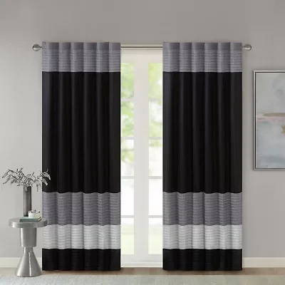 Madison Park Infinity Polyoni 50"W X 84"L Pintuck-Striped Rod Pocket Back Tab Energy Saving Light-Filtering Single Curtain Panel