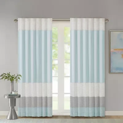 Madison Park Eastridge Polyoni 50"W X 84"L Pintuck-Striped Rod Pocket Back Tab Energy Saving Light-Filtering Single Curtain Panel