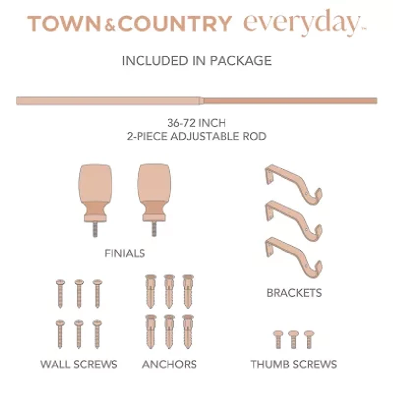 Town And Country Smooth Edge Cylinder 1 Adjustable Curtain Rod