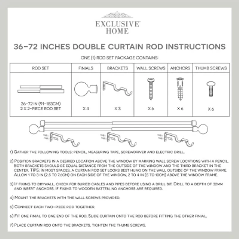 Exclusive Home Curtains Napoleon/Topper Double Curtain Rod
