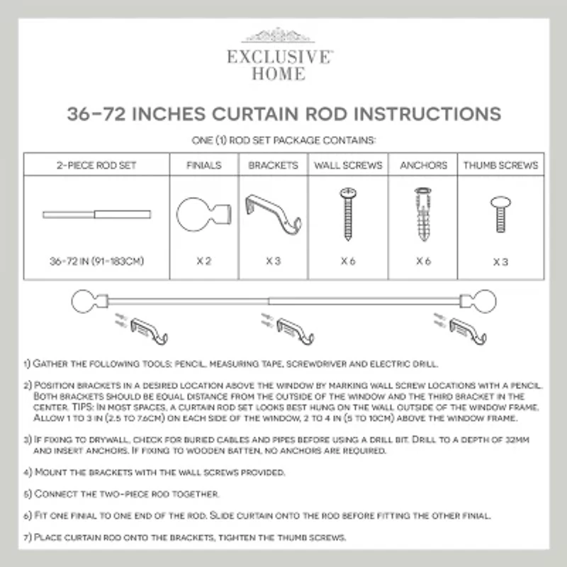 Exclusive Home Curtains Rope Knots 1 IN Adjustable Curtain Rod