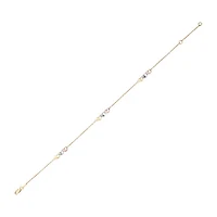 10K Tri-Tone Gold Openwork Heart Anklet