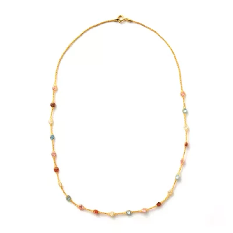 Made in Italy Womens Multi Color Cubic Zirconia 10K Gold 18 Inch Pendant Necklace