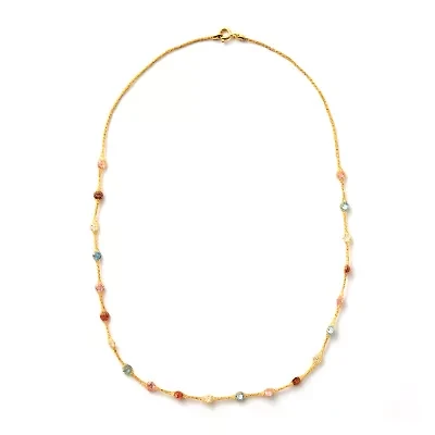 Made in Italy Womens Multi Color Cubic Zirconia 10K Gold 18 Inch Pendant Necklace