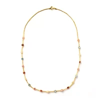 Made in Italy Womens Multi Color Cubic Zirconia 10K Gold 18 Inch Pendant Necklace